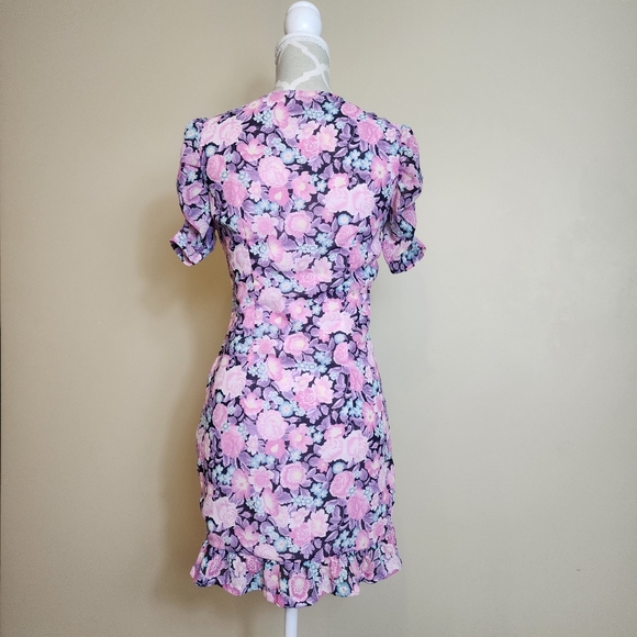 Sexy Floral Puffed Sleeve Dress Pink Size Small Barbiecore Coquette - Picture 5 of 12